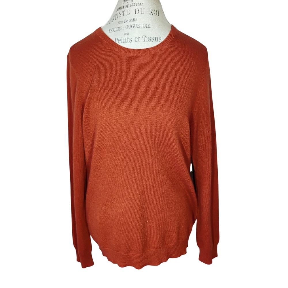 Charter Club Cashmere Luxury Soft Sweater Women Large Orange Pullover Crewneck